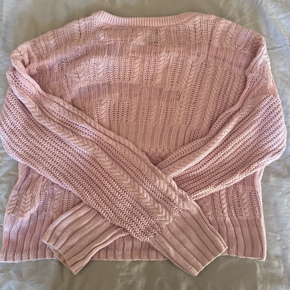 Pink Cable Knit Intermix Sweater - Picture 2 of 3